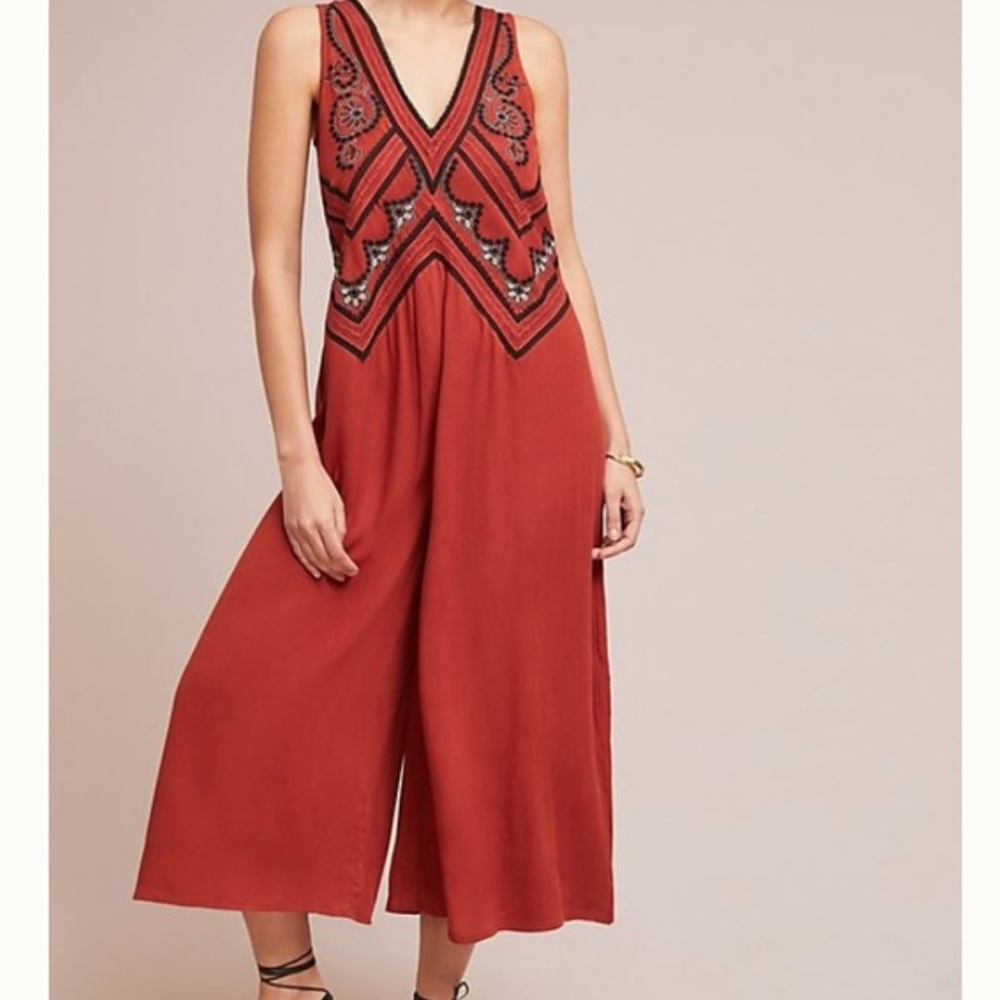 Anthropology Maeve Embroidered Desert Jumpsuit